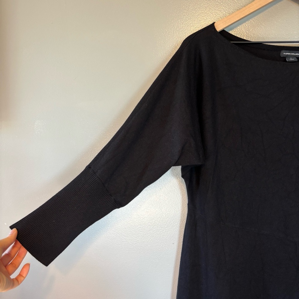 Karen Millen XL Asymmetrical Off Shoulder Knit Midi Dress Black - Picture 4 of 8